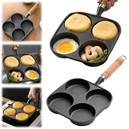 4-Hole Pan with Wooden Handle