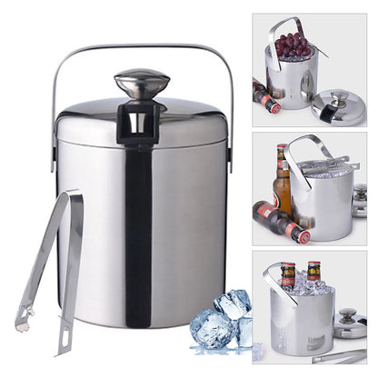 ICE BUCKET Insulated Double Wall, Lid, Tongs, Handle