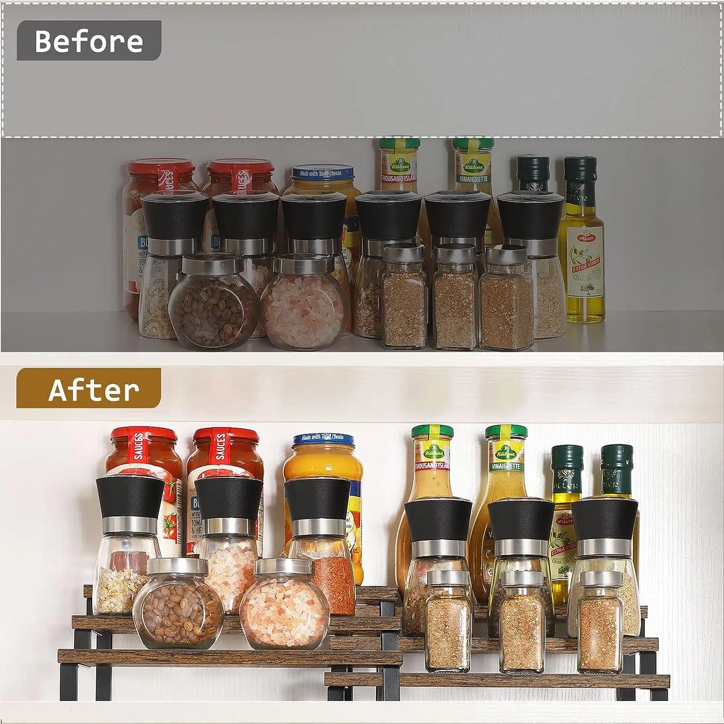 3-Tier Wooden Spice Rack Organizer