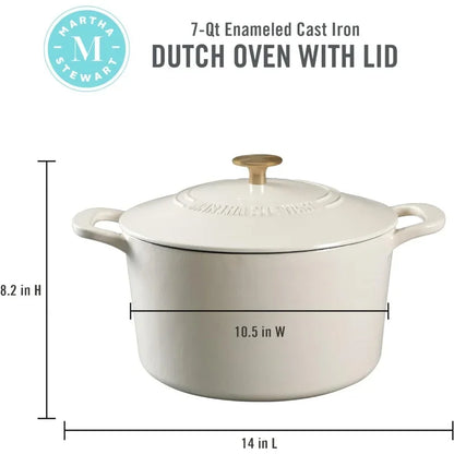 7 QT Enamel Cast Iron Dutch Oven