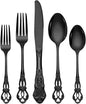 40 Pcs Black Silverware Set