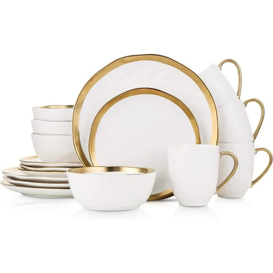 Porcelain 16 Piece Dinnerware Set, 4 colors