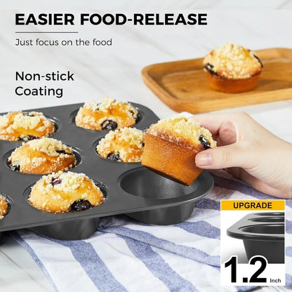 Nonstick Cupcake Tin 12 Cup, 2 Pack