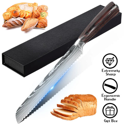 Stainless Steel Bread Knife with Wooden Handle