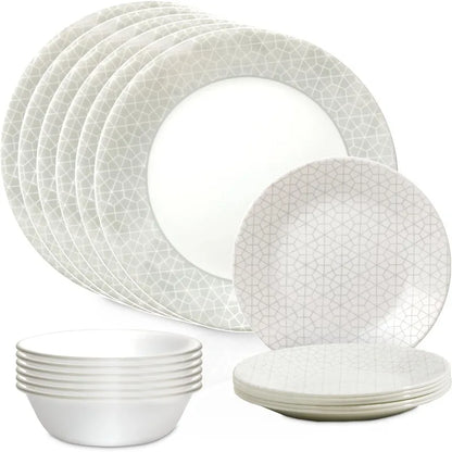 18 Piece Glass Dinnerware Sets, 4 patterns