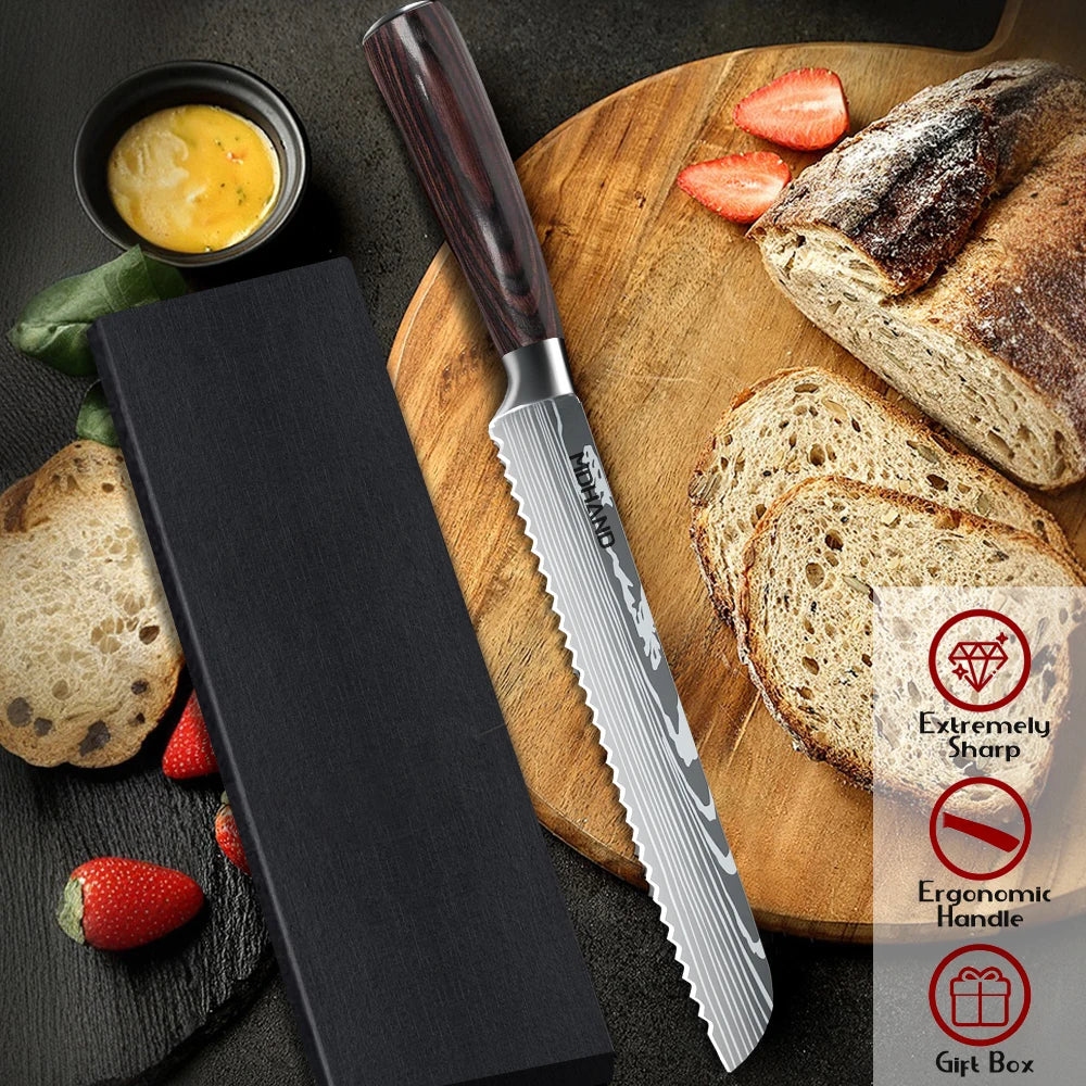 Stainless Steel Bread Knife with Wooden Handle