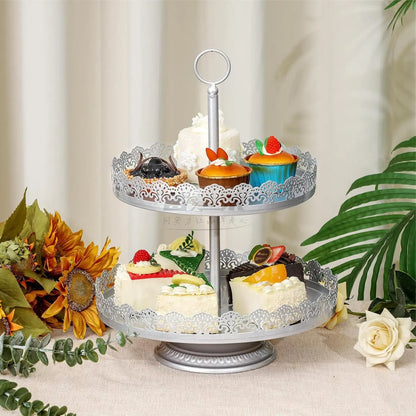 5Pcs Silver Cake Stand Set