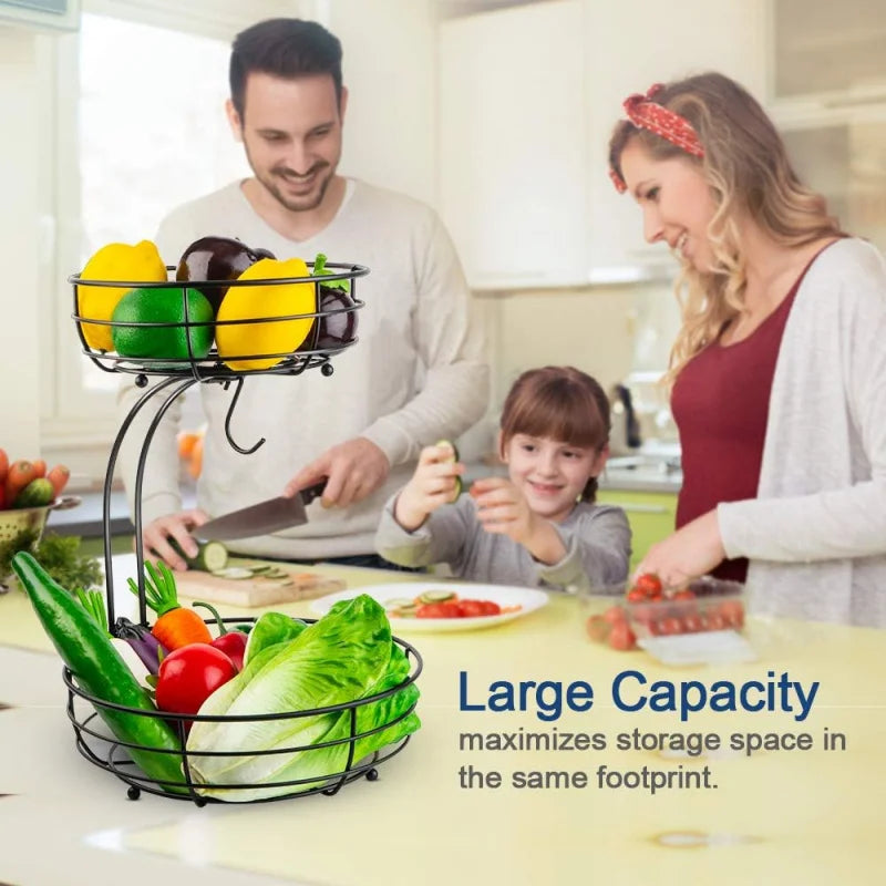 2-Tier Countertop Basket With Banana Hanger