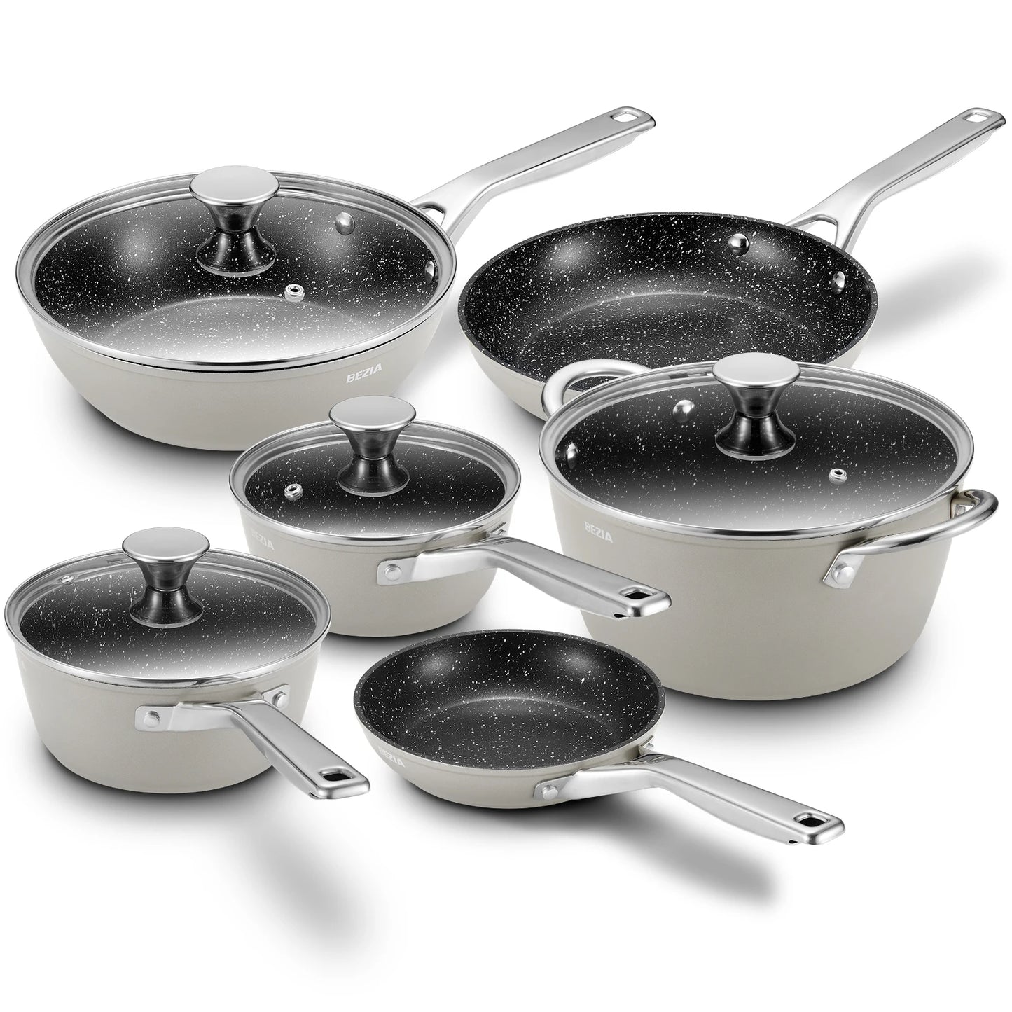 Induction Cookware Nonstick, 10-Piece, two colors