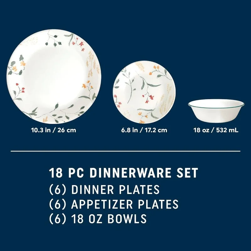 18 Piece Glass Dinnerware Sets, 4 patterns