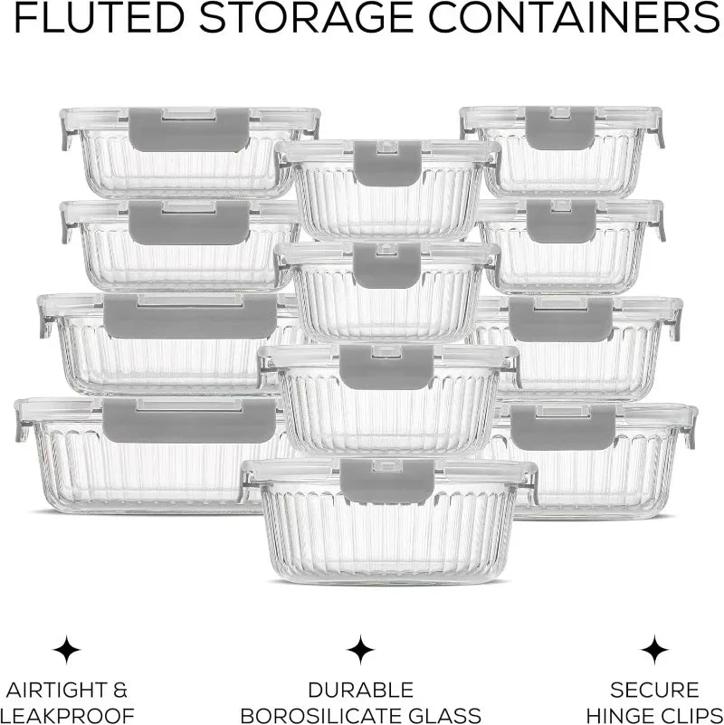 24pc Glass Storage Containers with Lids, 5 colors