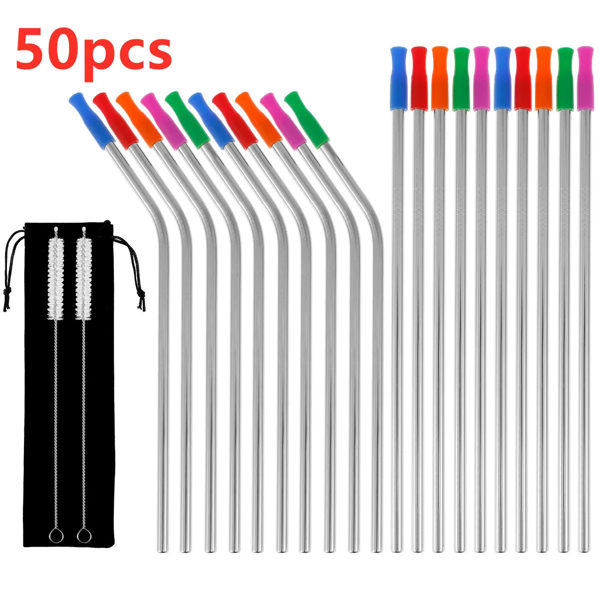 10Pcs 20Pcs 50Pcs Stainless Steel Straws Uten