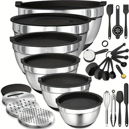 17pcs, Mixing Bowl Set With Lids Grater