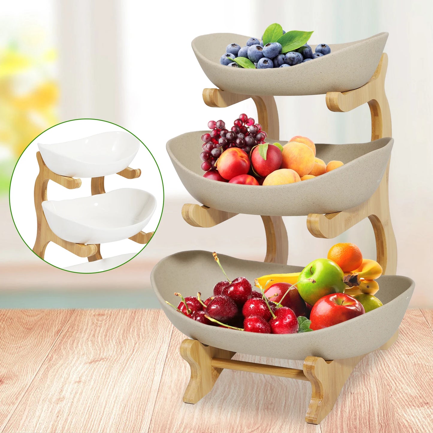 3 Tiers Fruit Basket Bowl, 2 colors