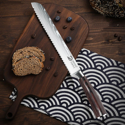 Stainless Steel Bread Knife with Wooden Handle