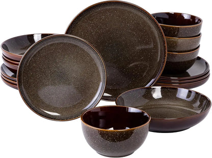 16 Piece Double Bowl Dinnerware Set, 2 colors