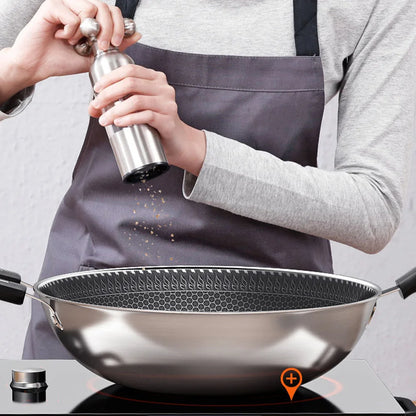 Stainless Steel Wok Frying Pan - 13.38"