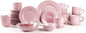 Ceramic Dinnerware Set,  42pc Set Pink