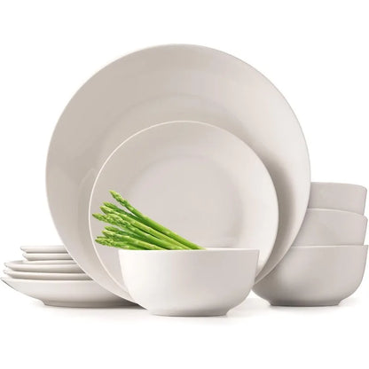 Dinnerware Set, 12-Piece Service for 4, 2 Colors