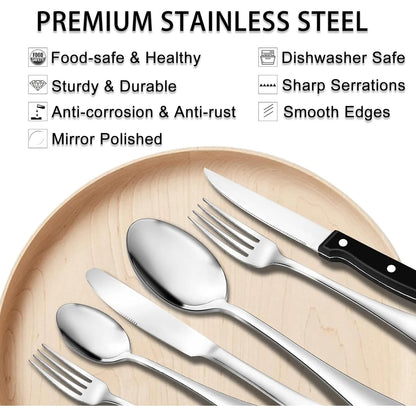 49-Piece Stainless Steel Silverware Set with Organizer