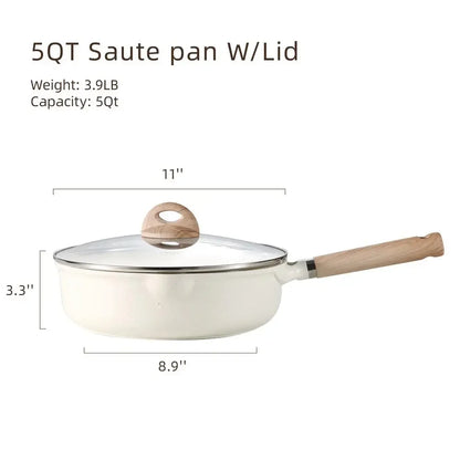 Nonstick Granite 5.0QT Sauté Pan, White Color