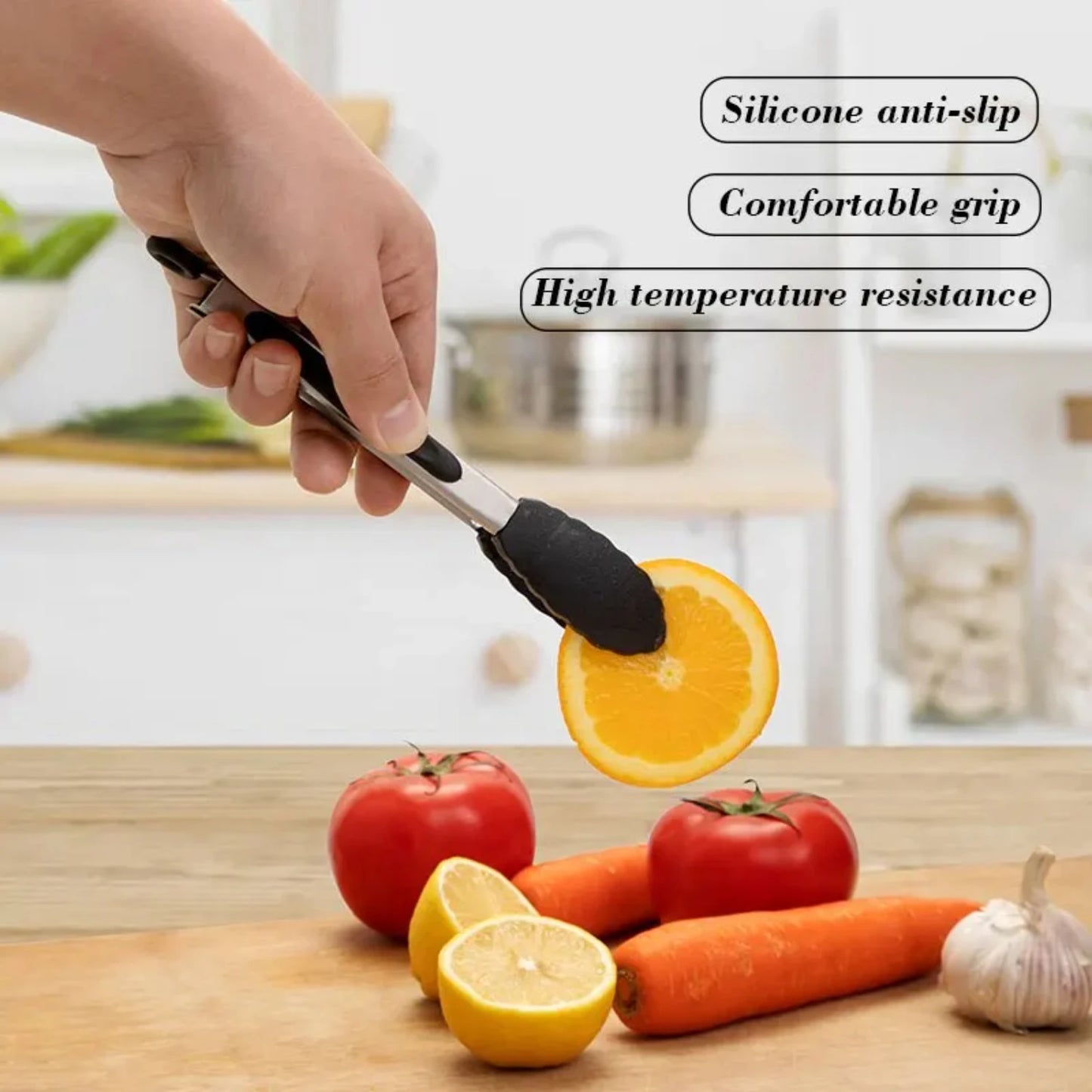 1  Black Silicone Food Tong