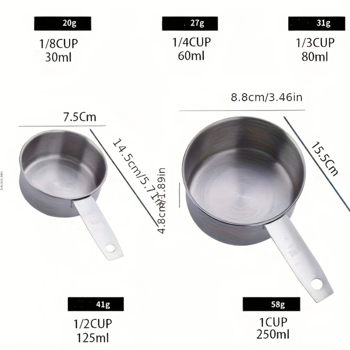 8pcs Stainless Steel Measuring Cups and Spoons