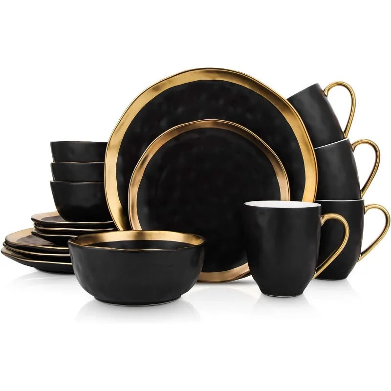 Porcelain 16 Piece Dinnerware Set, 4 colors