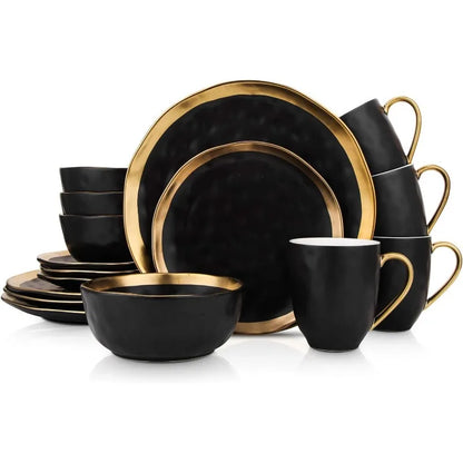 Porcelain 16 Piece Dinnerware Set, 4 colors