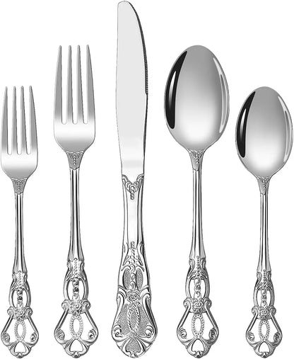 40 Pcs Black Silverware Set