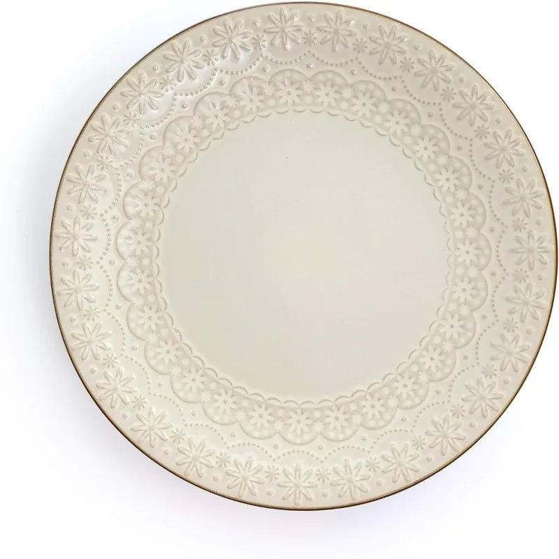 Embossed Scalloped Stoneware Dinnerware Set, 16 Piece