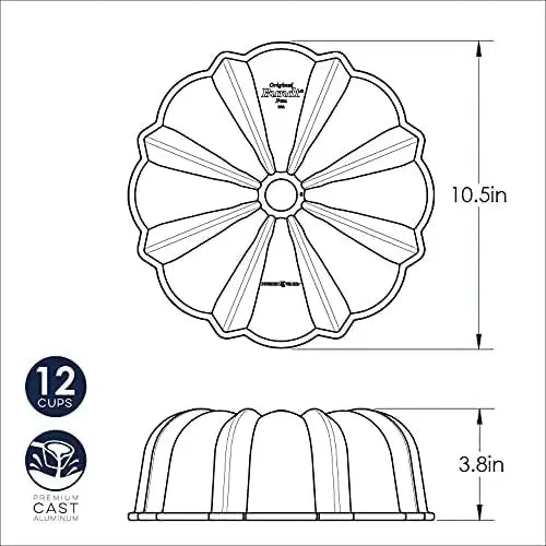 Pro Cast Bundt Pan Bakeware, 12 Cup, Bronze