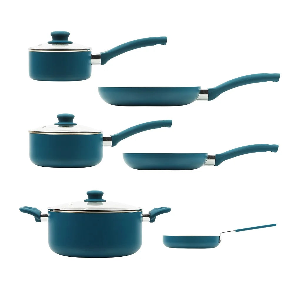 18 Piece Non-Stick Cookware Set, Green