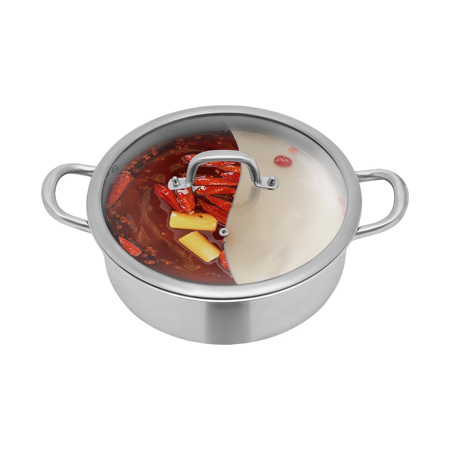 Hot Pot, Divider, Glass Lid, 2 sizes