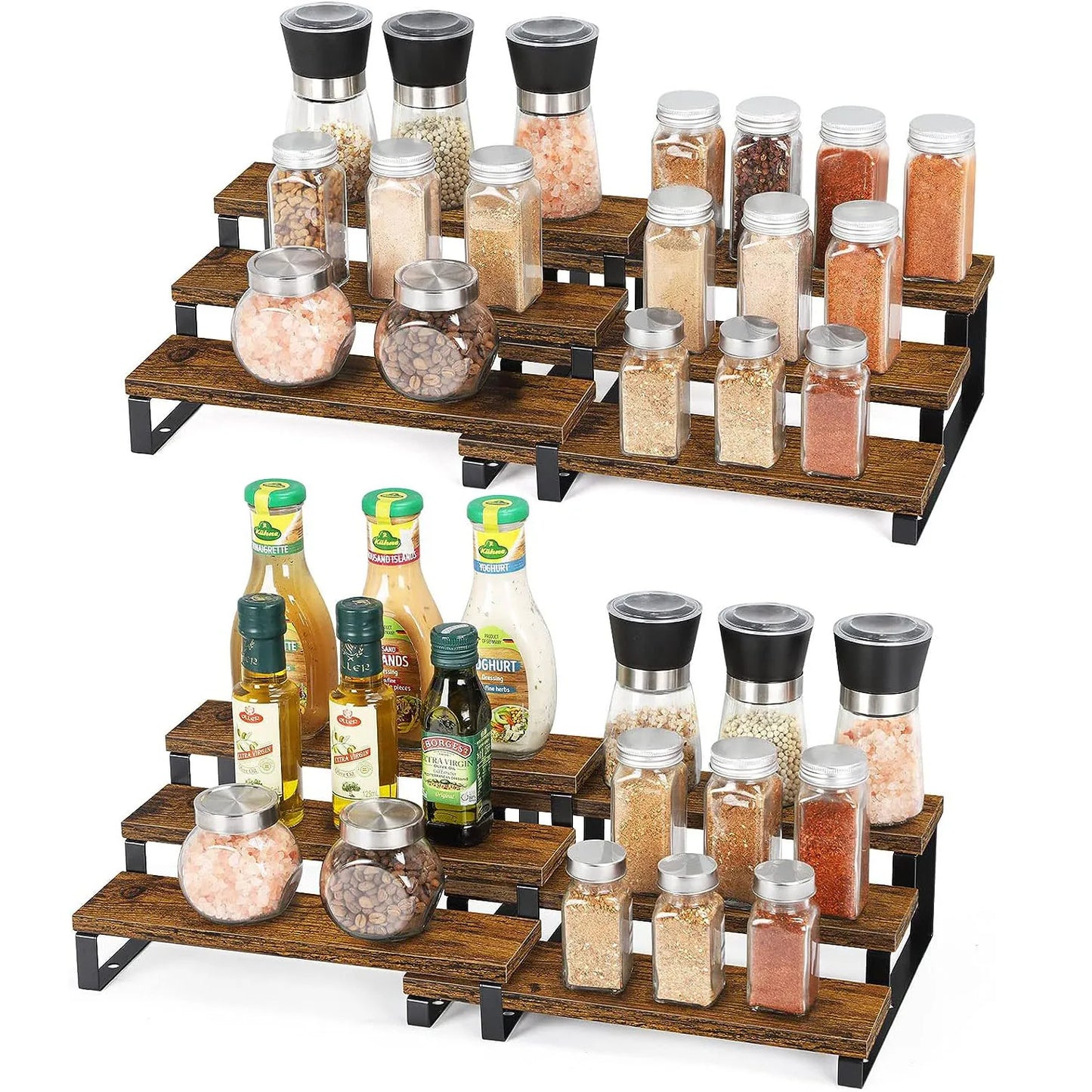 3-Tier Wooden Spice Rack Organizer