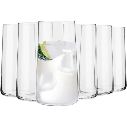 Tall Drinking Glasses Set of 6, 18.3oz