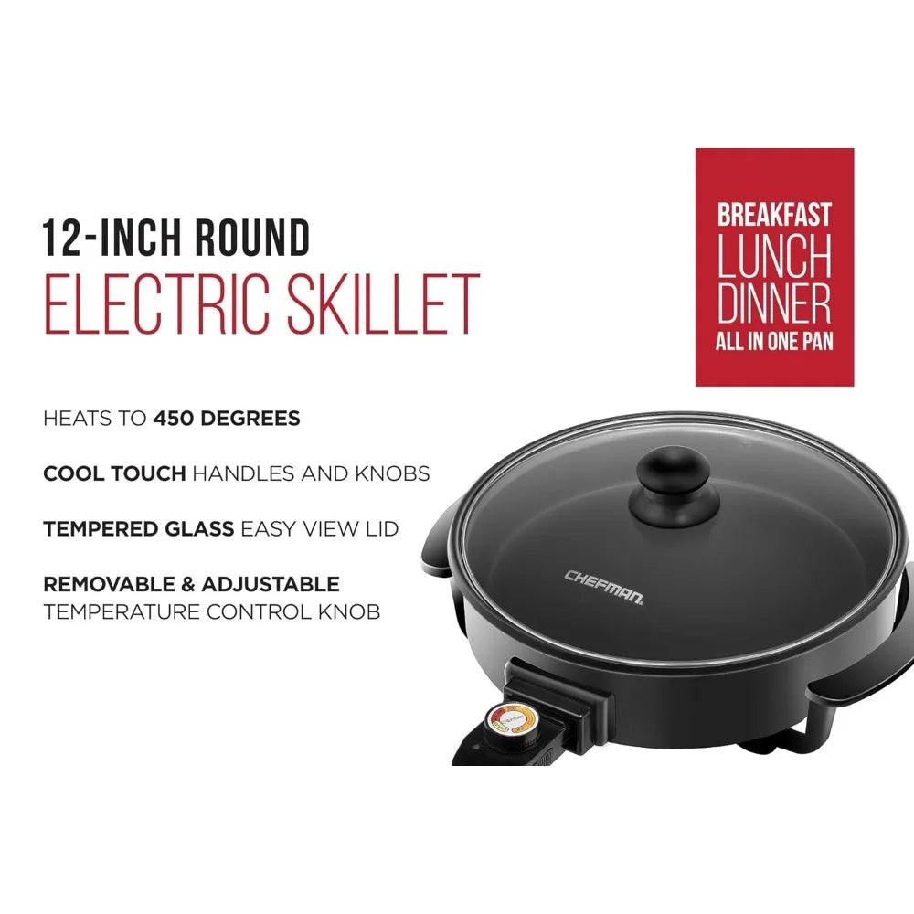 Electric Skillet 12 Inch Frying Pan