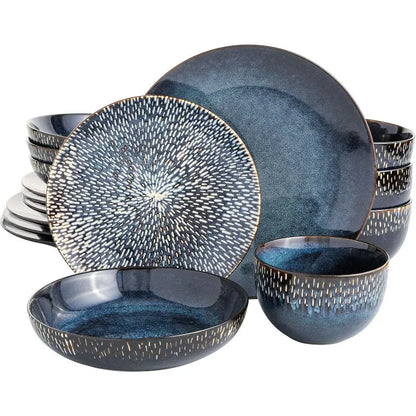 16 Piece Double Bowl Dinnerware Set, 2 colors