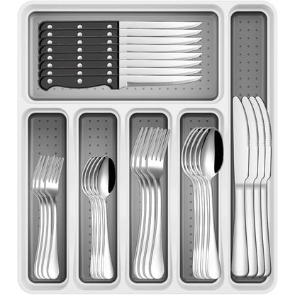 49-Piece Stainless Steel Silverware Set with Organizer