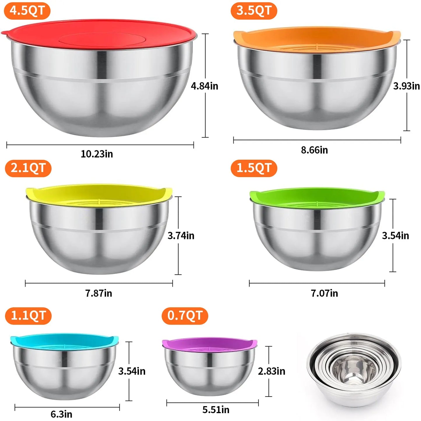 29-Piece Stainless Steel Mixing Bowl Set