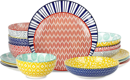 Ceramic 12-Pieces Dinnerware Sets, 6 patterns