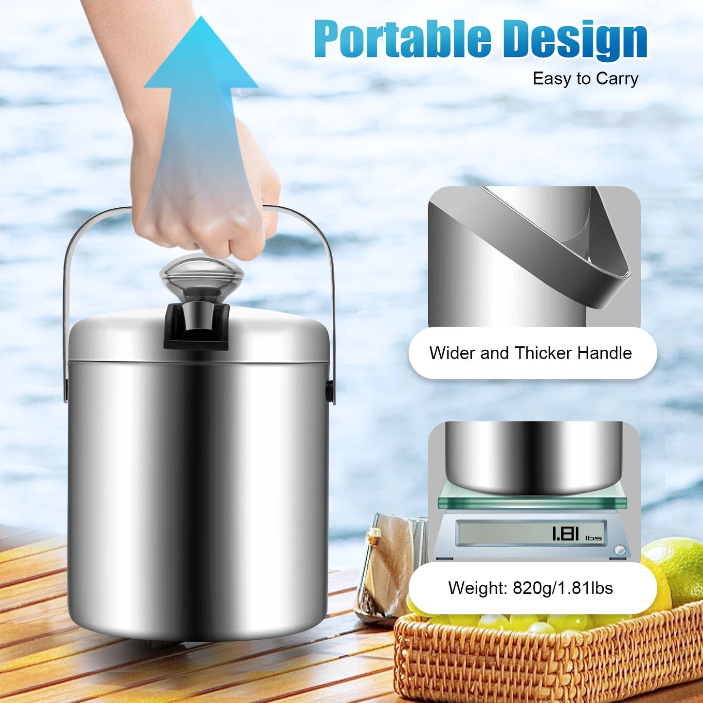 Double-Wall Insulated Ice Bucket