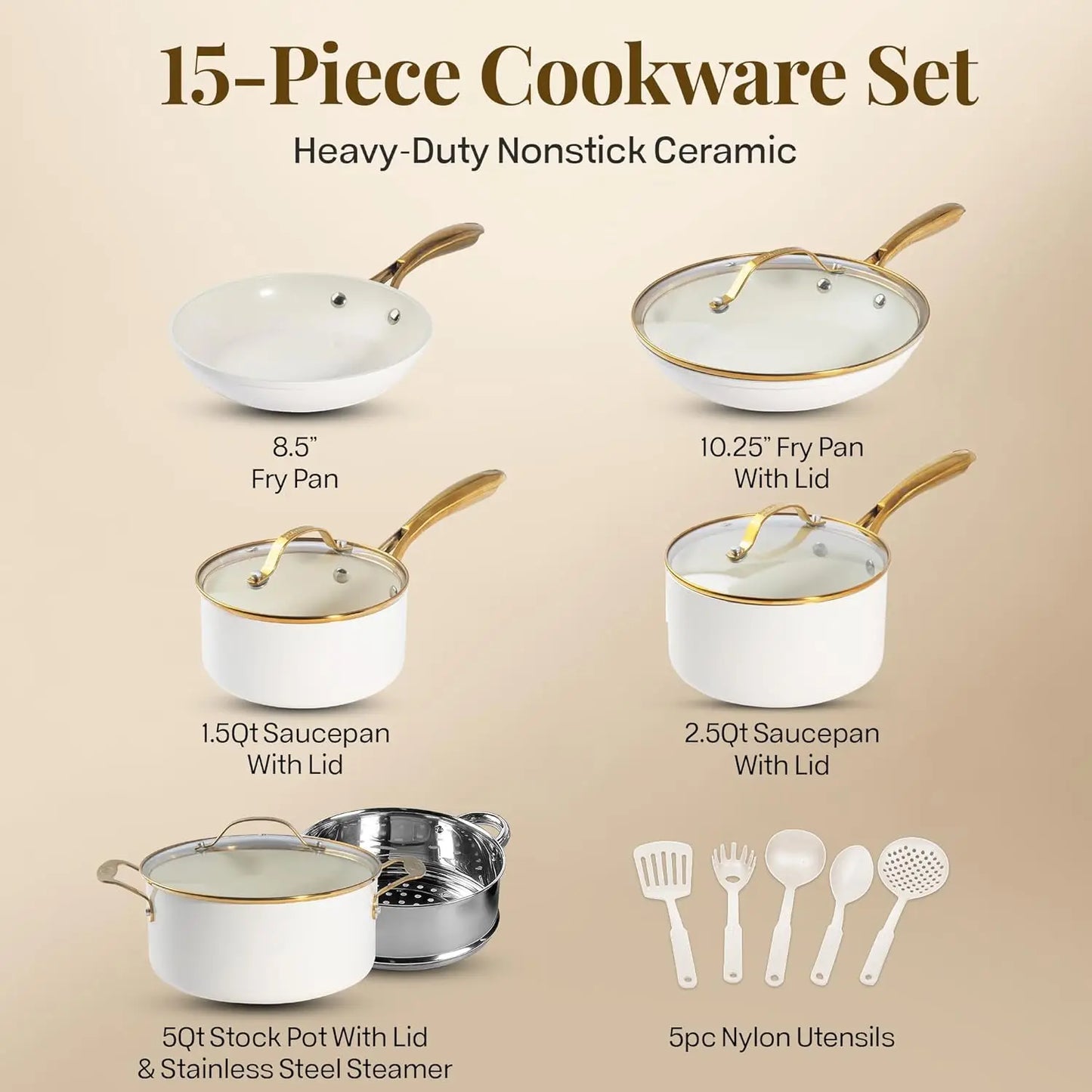 15 Piece Ceramic Cookware Set